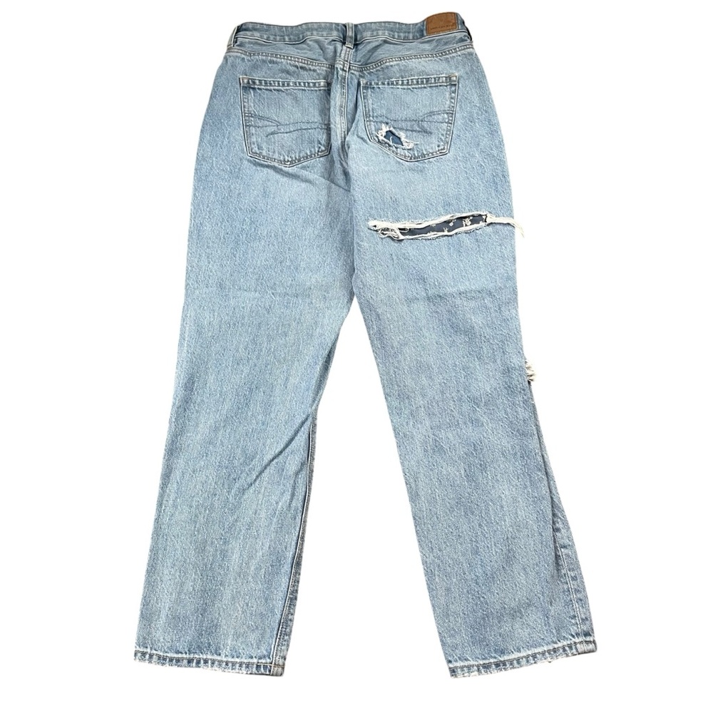 American Eagle Distressed Patchwork Mom Straight … - image 2